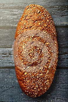 Multigrain wheat bread - top view.