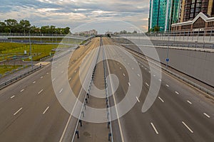 Multilane highway in Tyumen city, Russ