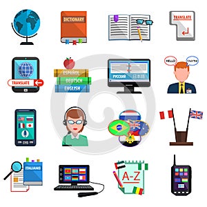 Multilanguage Translator Colorful Flat Icon Set photo