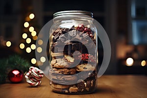 multilayer christmas cookies in jar