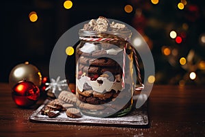 multilayer christmas cookies in jar photo