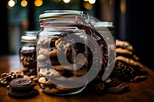 multilayer christmas cookies in jar photo