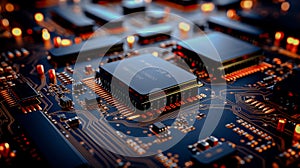 Multilayer motherboard hosts microchips and controllers, powering next-gen , wallpaper photo
