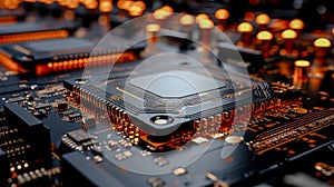 Multilayer motherboard hosts microchips and controllers, powering next-gen , wallpaper photo