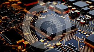 Multilayer motherboard hosts microchips and controllers, powering next-gen , wallpaper photo