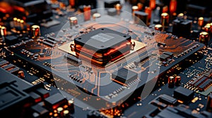 Multilayer motherboard hosts microchips and controllers, powering next-gen , wallpaper photo