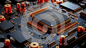 Multilayer motherboard hosts microchips and controllers, powering next-gen , wallpaper photo