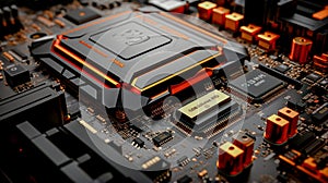 Multilayer motherboard hosts microchips and controllers, powering next-gen , wallpaper photo