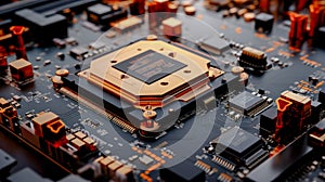 Multilayer motherboard hosts microchips and controllers, powering next-gen , wallpaper photo