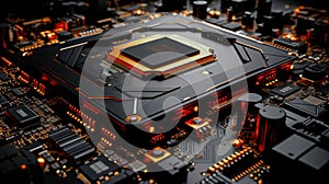 Multilayer motherboard hosts microchips and controllers, powering next-gen , wallpaper photo