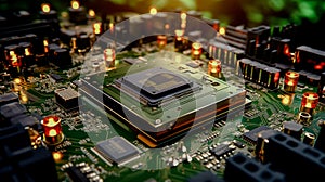 Multilayer motherboard hosts microchips and controllers, powering next-gen , wallpaper photo