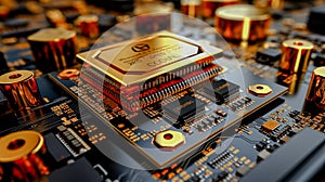 Multilayer motherboard hosts microchips and controllers, powering next-gen , wallpaper photo