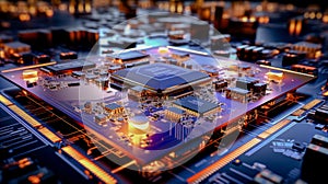 Multilayer motherboard hosts microchips and controllers, powering next-gen , wallpaper photo
