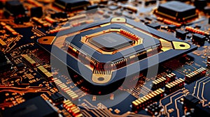 Multilayer motherboard hosts microchips and controllers, powering next-gen , wallpaper photo
