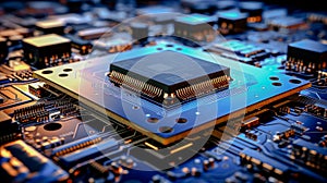 Multilayer motherboard hosts microchips and controllers, powering next-gen , wallpaper photo
