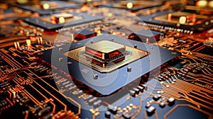 Multilayer motherboard hosts microchips and controllers, powering next-gen , wallpaper photo
