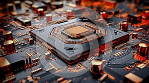 Multilayer motherboard hosts microchips and controllers, powering next-gen , wallpaper photo