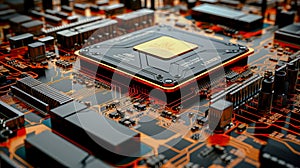 Multilayer motherboard hosts microchips and controllers, powering next-gen , wallpaper photo