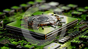 Multilayer motherboard hosts microchips and controllers, powering next-gen , wallpaper photo