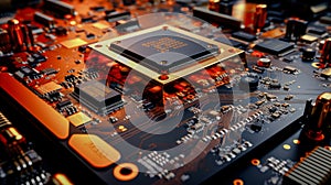 Multilayer motherboard hosts microchips and controllers, powering next-gen , wallpaper photo