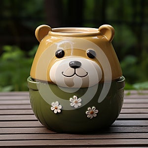 Multilayered Dimensions: Green Bear Vase For Warmcore Table Decor