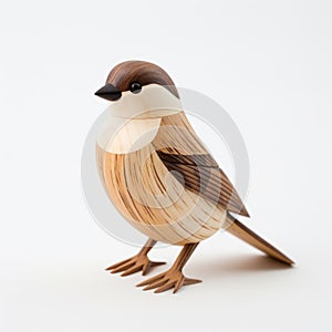 Multilayered Wooden Bird: A Bold And Graceful Naturalistic Portrait