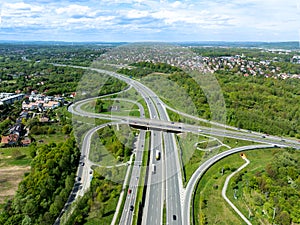 Multilevel highway crossroad in KrakÃÂ³w, Poland photo