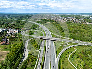 Multilevel highway crossroad in KrakÃ³w, Poland