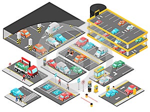 Multilevel Parking Isometric Set