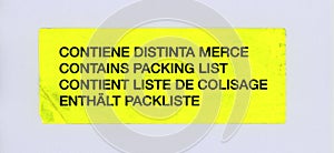 multilingual contains packing list label