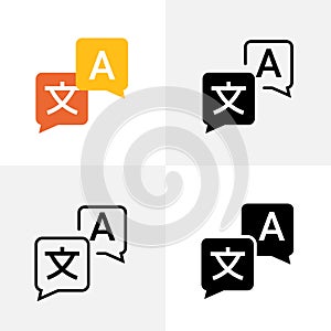 Multilingual english different flat translate icon language service logo