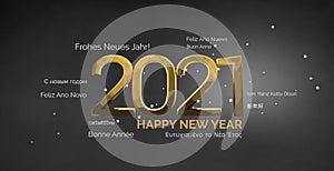 Multilingual happy new year 3d render background