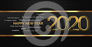 Multilingual happy new year 3d render background