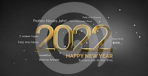 Multilingual happy new year 3d render background