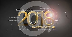 Multilingual happy new year 3d render background