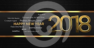Multilingual happy new year 3d render background