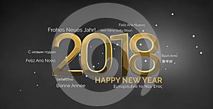 Multilingual happy new year 3d render background