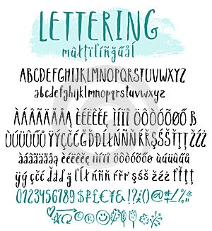 Multilingual lettering style alphabet