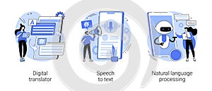 Multilingual mobile application abstract concept vector illustrations.