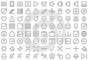 Multimedia and business thin line icon set