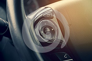 Multimedia button on multifunction steering wheel.