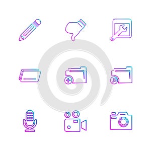 multimedia , camera , user interface , folders , directory , eps icon set vector