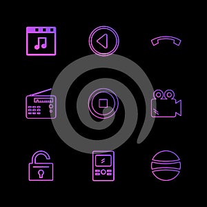 multimedia , camera , user interface , folders , directory , eps icon set vector