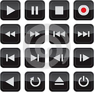 Multimedia control glossy icon set