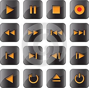 Multimedia control glossy icon set