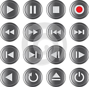 Multimedia control icon/button set