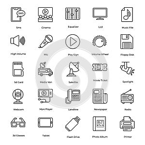 Multimedia Equipment line Icons Pack