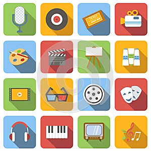 Multimedia flat icons set