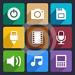 Multimedia flat icons set 2