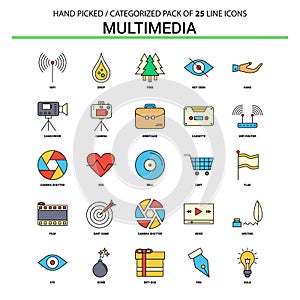 Multimedia Flat Line Icon Set - Business Concept Icons Design